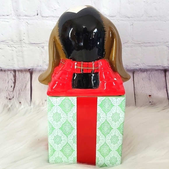 RARE Pioneer Woman Christmas Present Ceramic Charlie Basset Hound Dog Cookie Jar - Picture 11 of 17